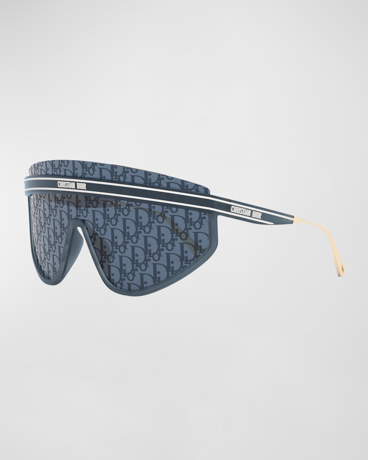 Dior Club M2u Monogram Wrap Injection Plastic-metal Shield Sunglasses In Shiny Blue