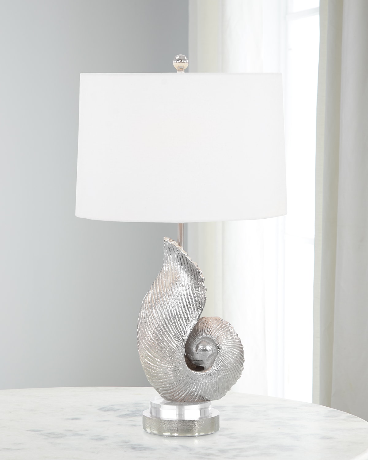 Shop John-richard Collection Nautilus Seashell Table Lamp In Silver