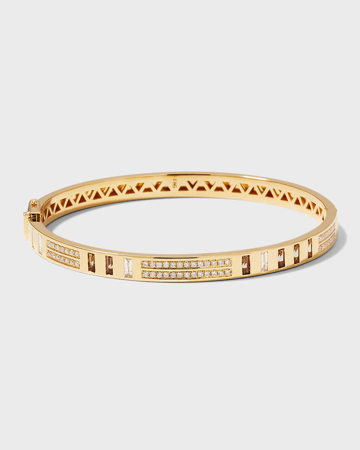 Harwell Godfrey 18k Yellow Gold Baguette and Pave Diamond Bangle with Topaz
