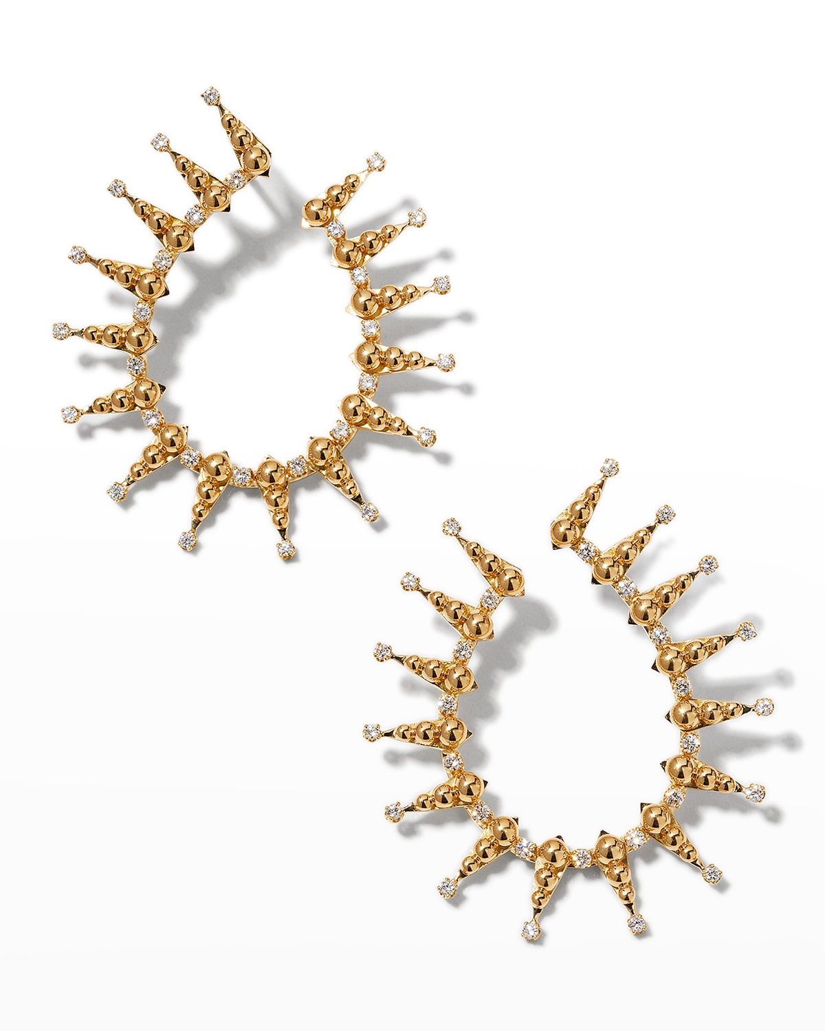 18k Granulated Diamond Spike U-Earrings