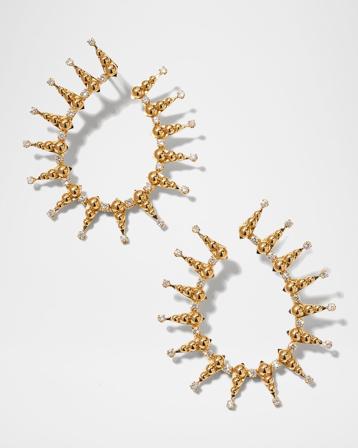 Fern Freeman Jewelry 18k Granulated Diamond Spike U-Earrings