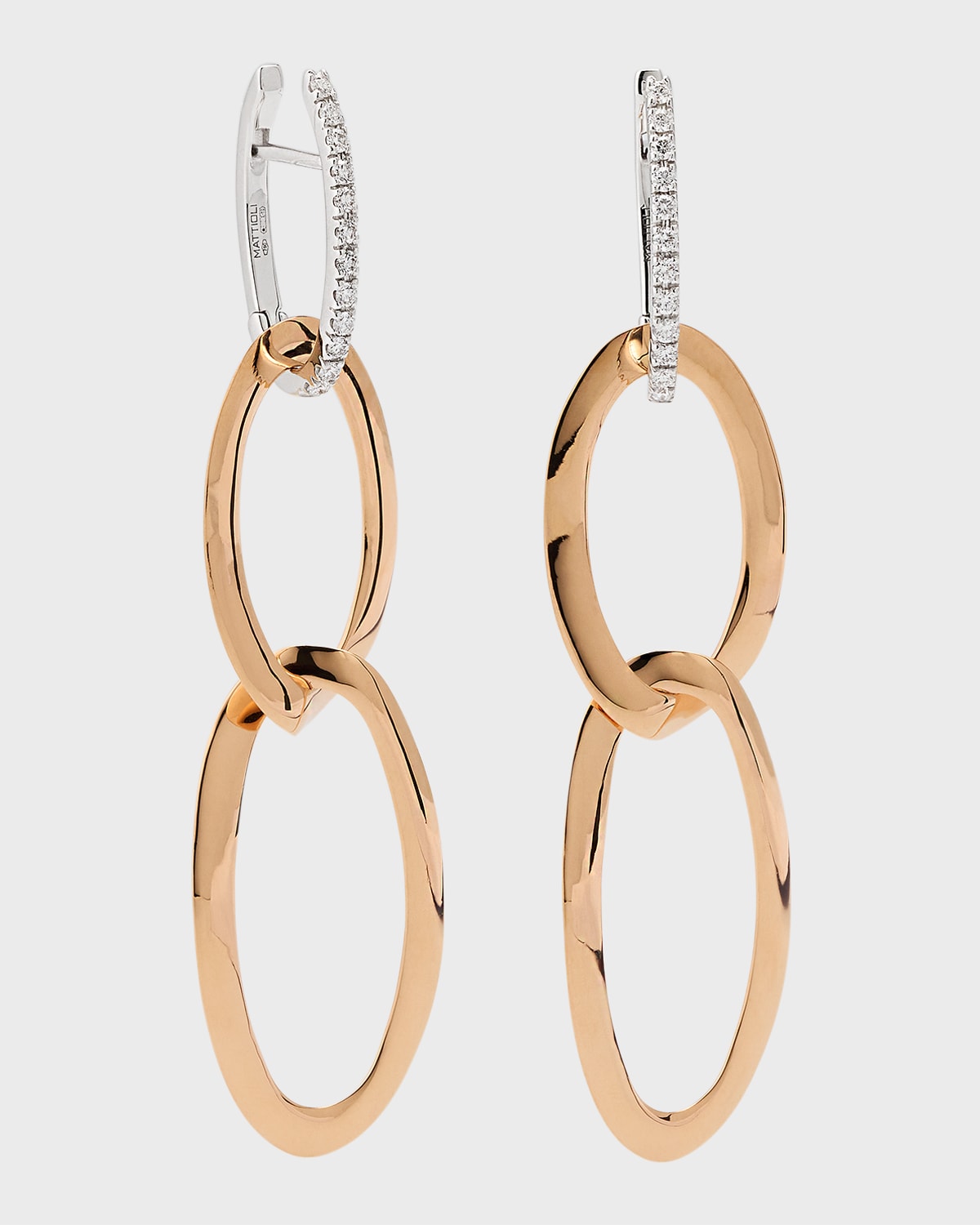 Rose Gold Hiroko Earrings with Diamonds and Oval Drops