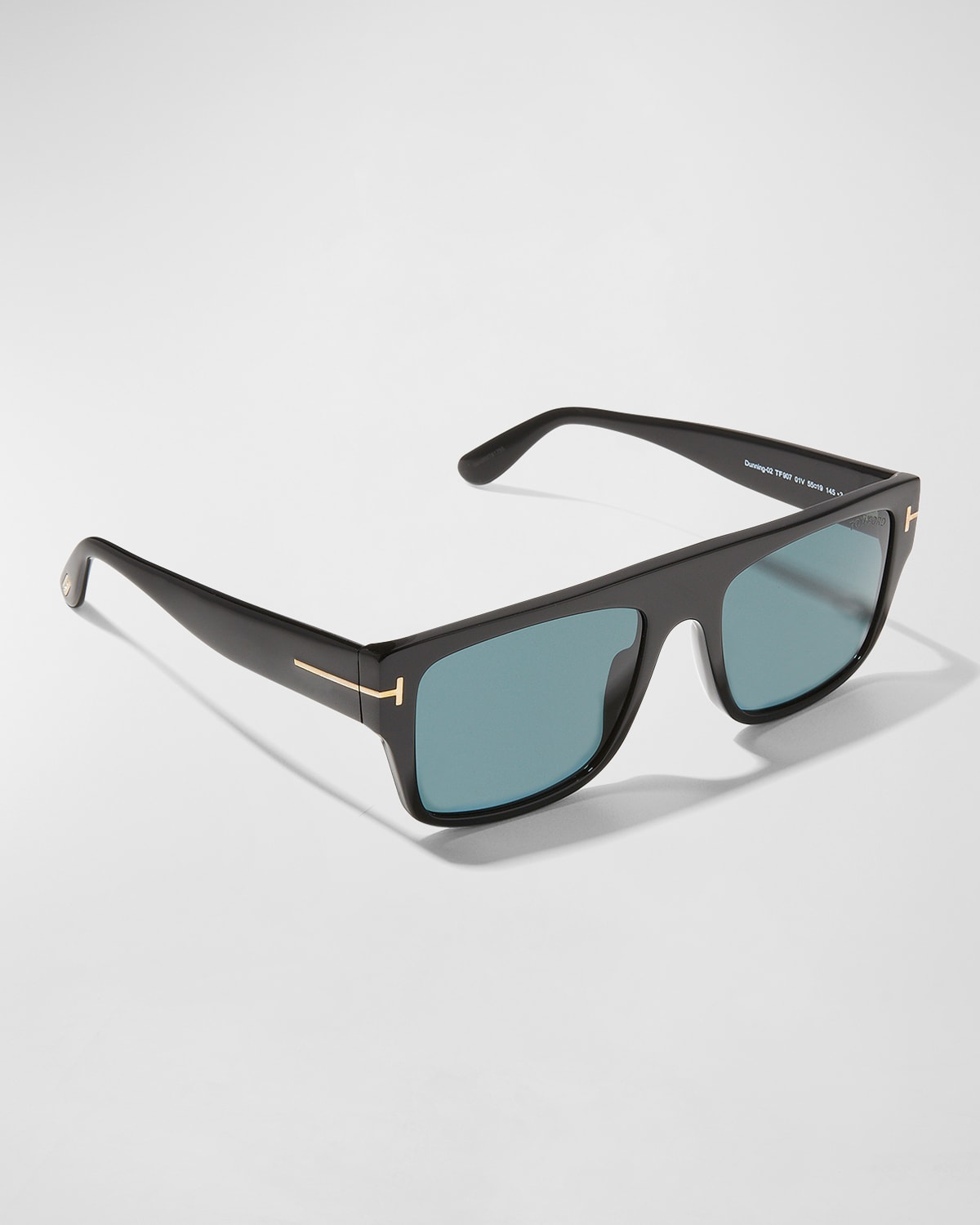 Tom Ford Men's Dunning-02 Rectangle Acetate Sunglasses In Black/blue