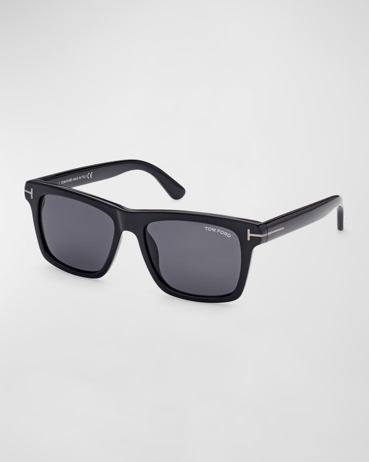 Tom Ford Men's Buckley-02 Square Acetate Sunglasses In Black/grey