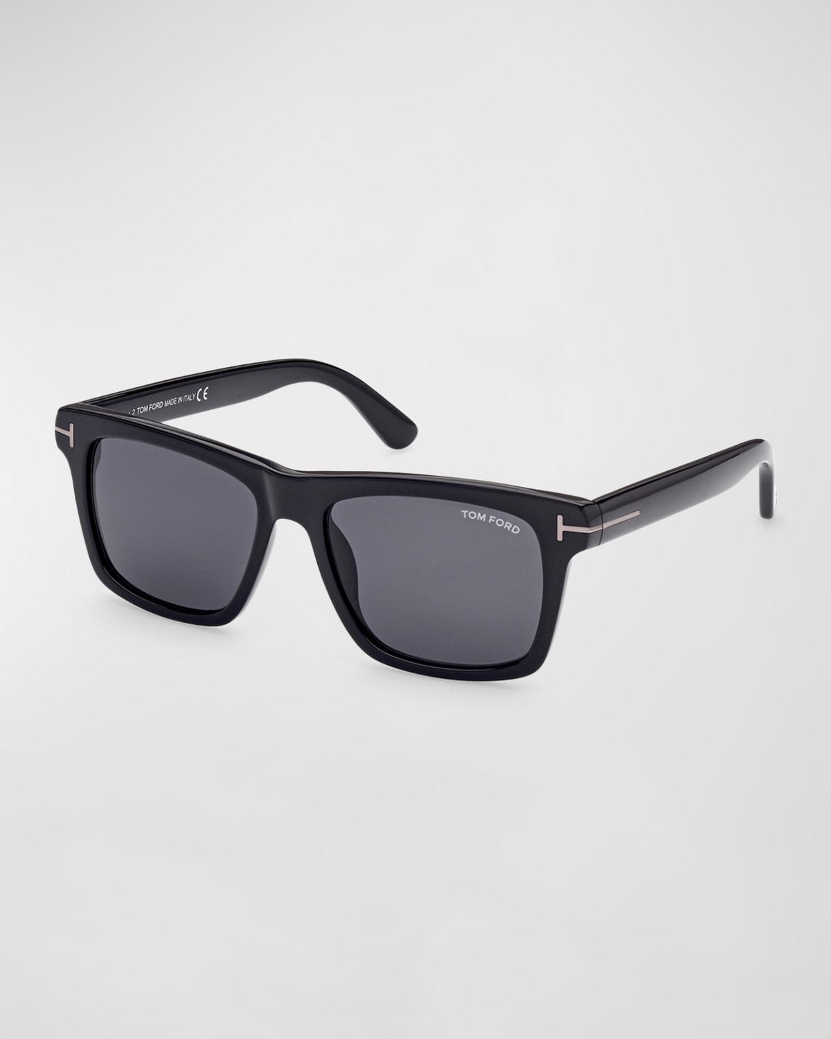 Shop Tom Ford Men's Buckley-02 Square Acetate Sunglasses In Black/grey