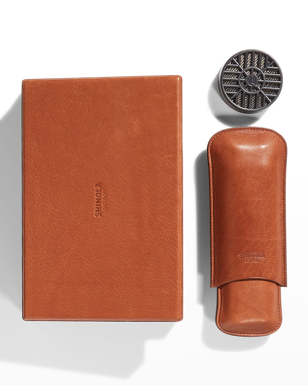 Shop Shinola Men's Leather Humidor Cigar Set, Boxed In Medium Brown