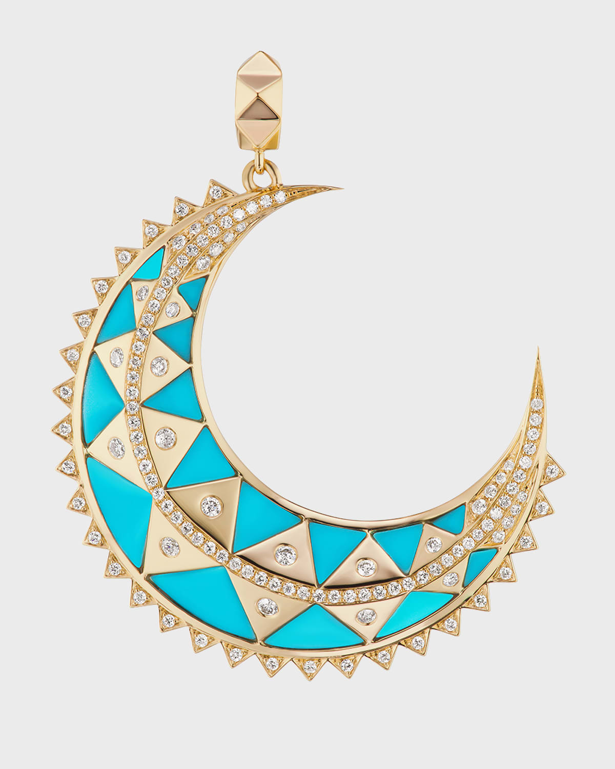 Harwell Godfrey 18k Yellow Gold Mini Crescent Turquoise Inlay Charm with Diamonds