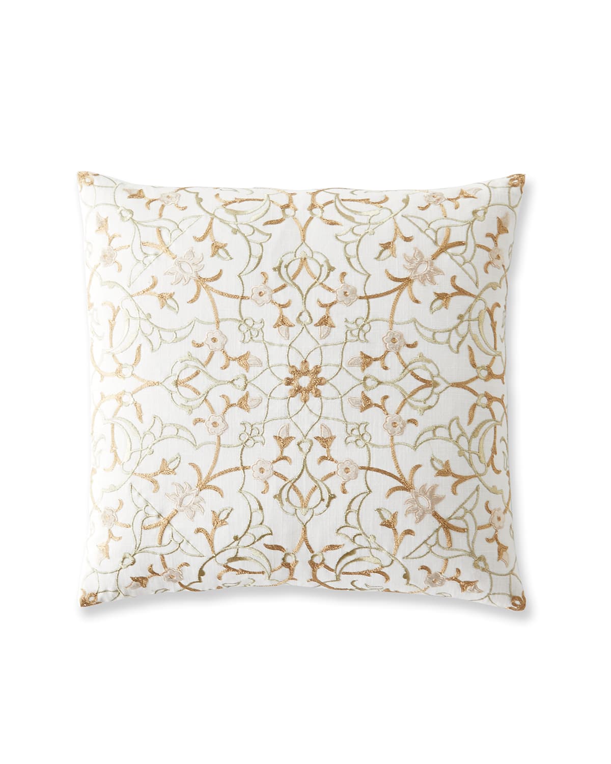 Callisto Home Aleksi Gold Embroidered Pillow 22" In White