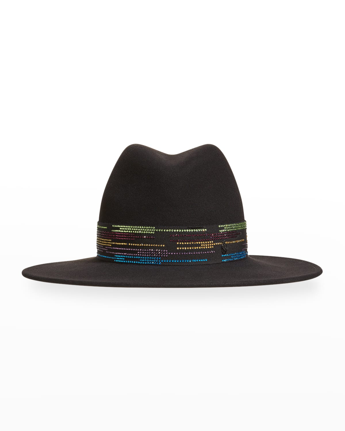 Maison Michel Zango Multicolor Strass Felt Fedora Hat
