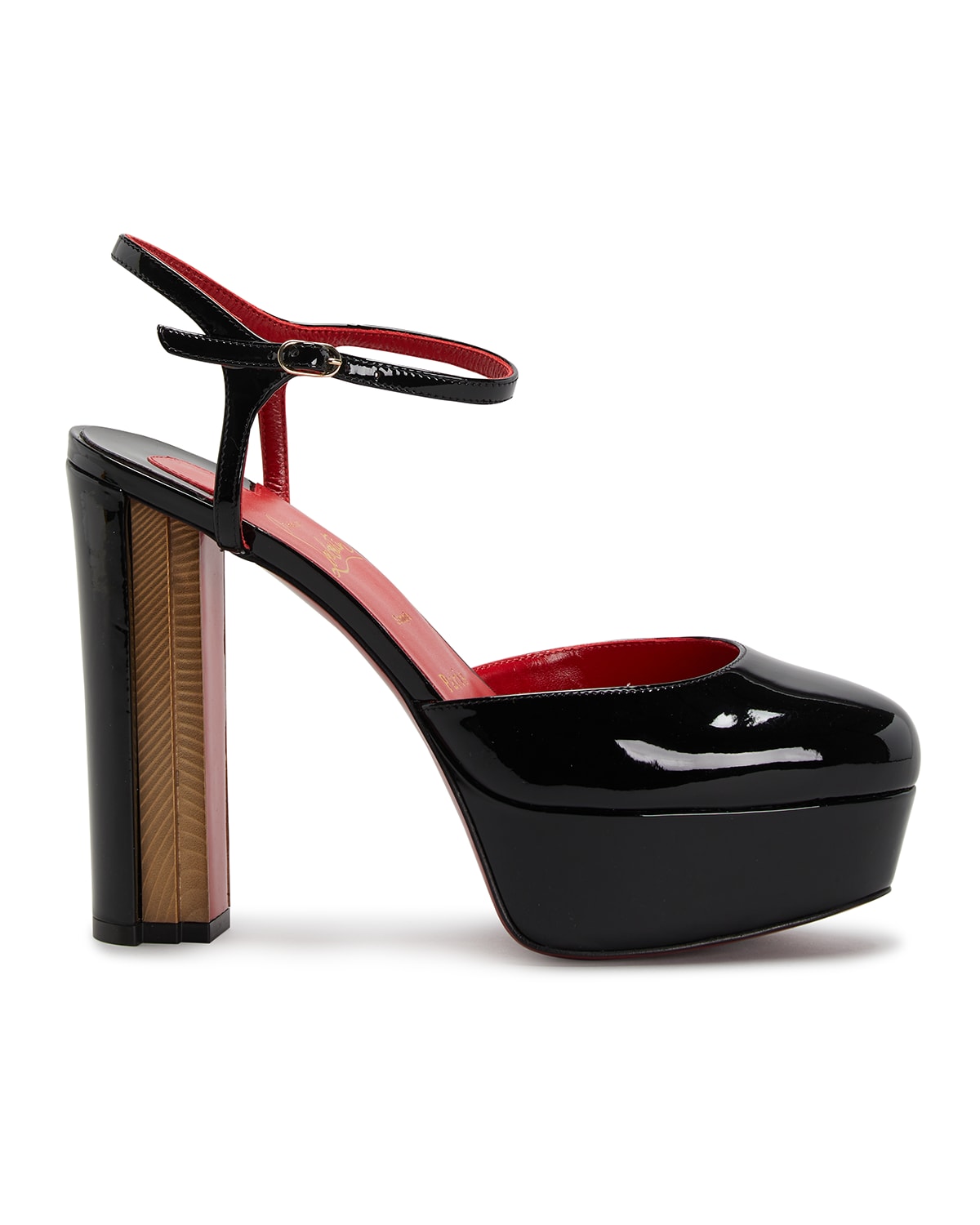 Christian Louboutin Coluna Patent Red Sole Ankle-Strap Pumps