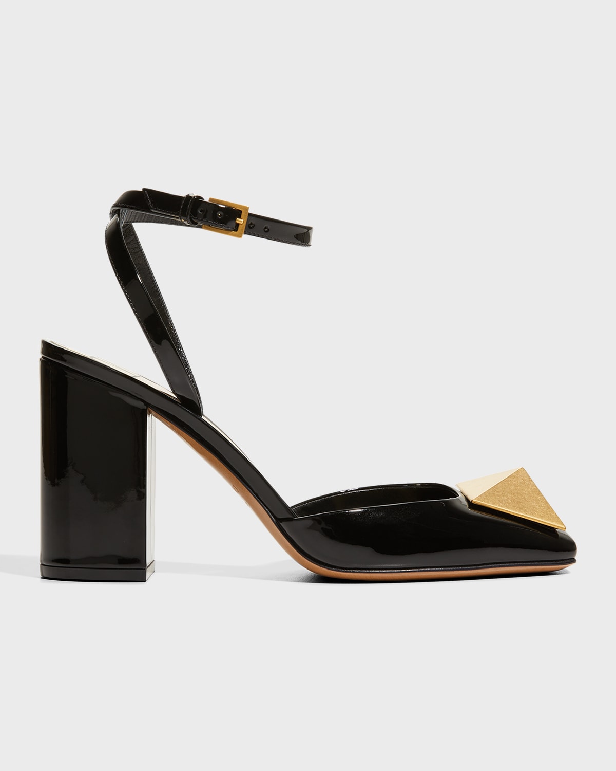 Valentino Garavani Maxi Stud 90mm Patent Slingbacks In Nero