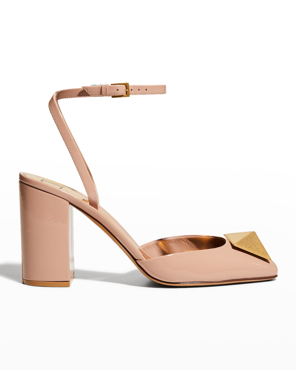 Valentino Garavani Maxi Stud 90mm Patent Slingbacks In Gf9 Rose Cannelle