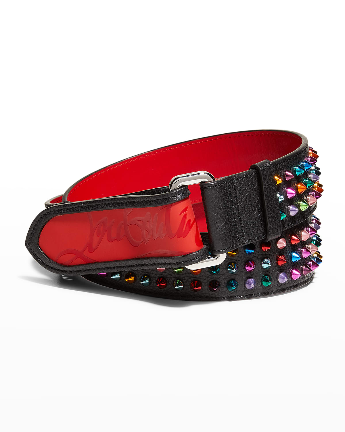 Men's Loubi Multicolor Spiked Leather Belt
