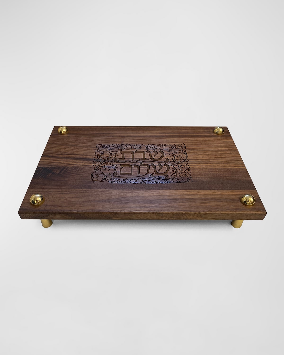 Joy Stember Metal Arts Studio Shalom Hanukkah Challah Board By Joy Stember In Brown And Brass