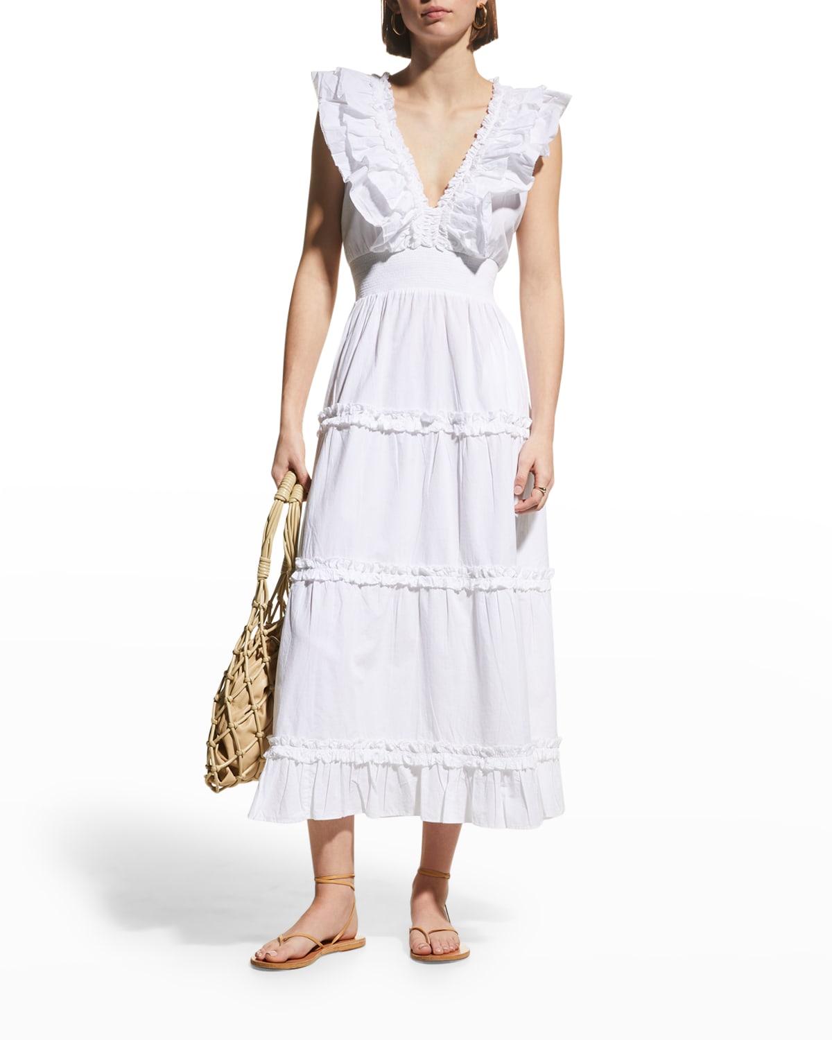 LOVE THE LABEL V-Neck Ruffle Tiered Midi Dress