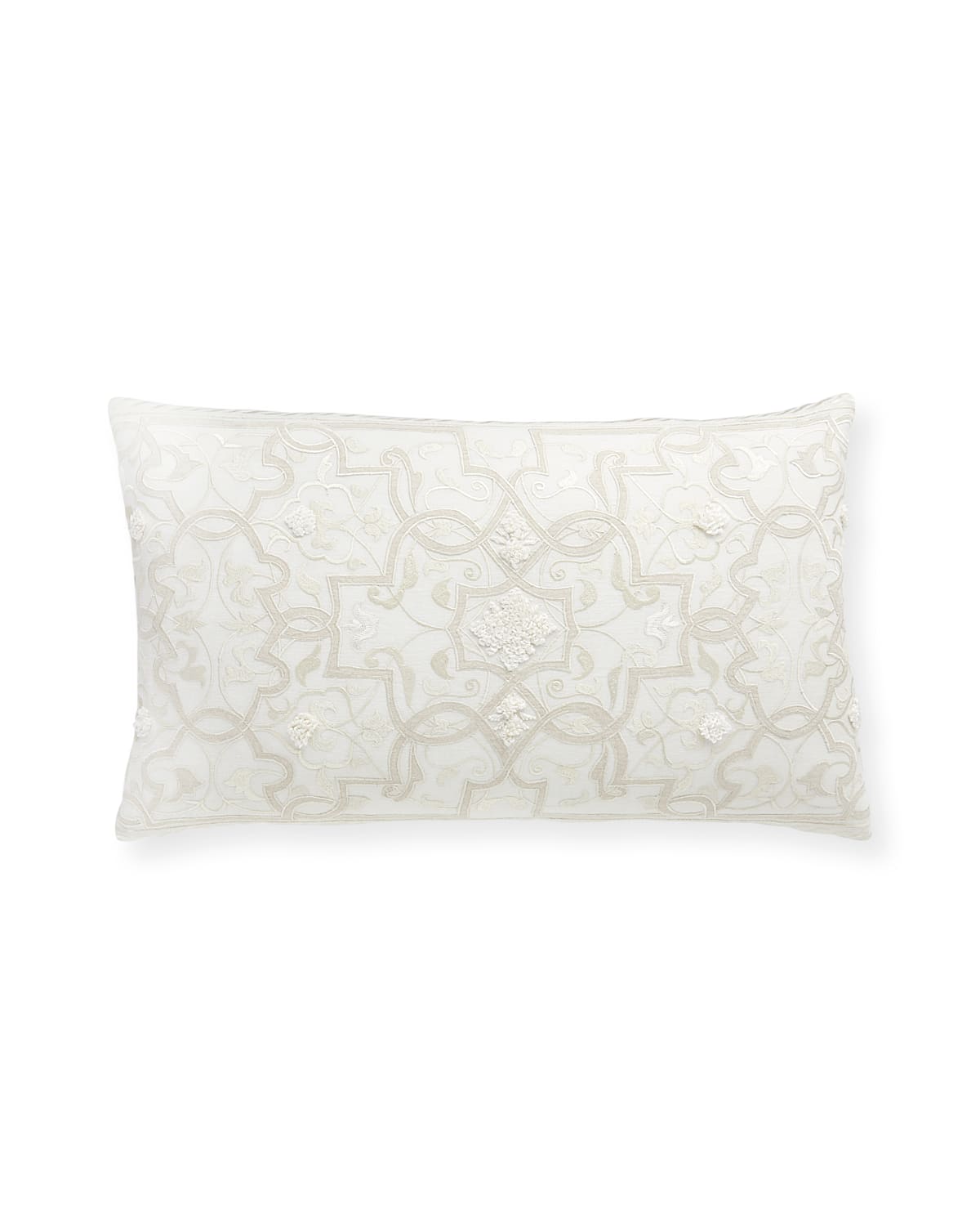 Shop Callisto Home Roma Scroll Embroidered Lumbar Pillow In Creme