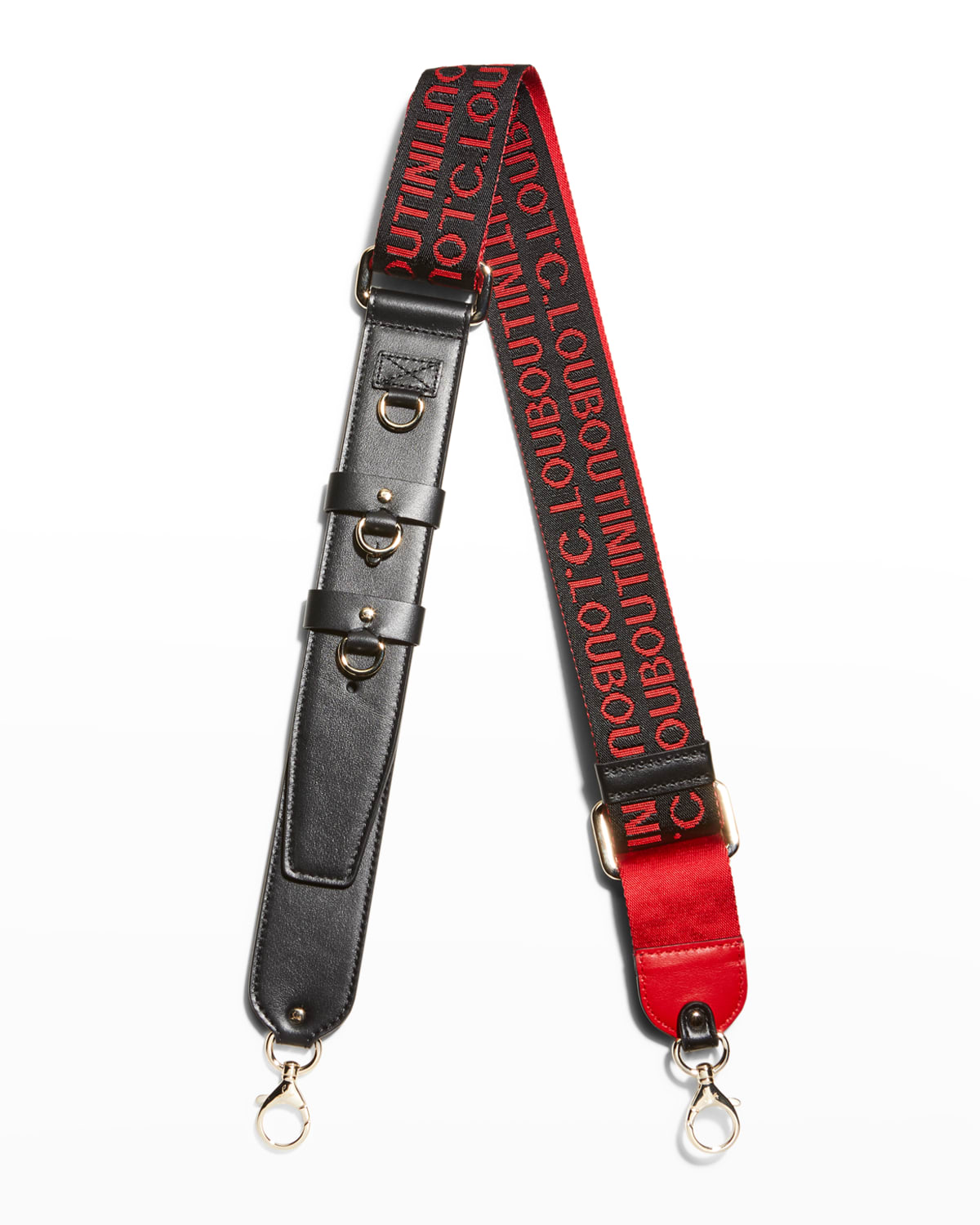 Christian Louboutin Logo Web Shoulder/crossbody Strap In Black Red