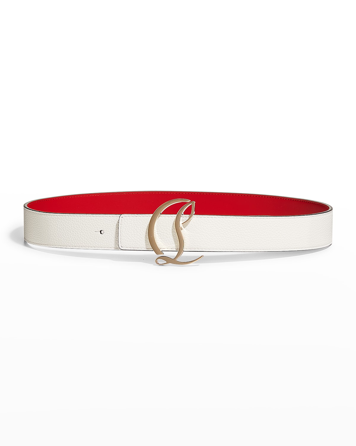 Christian Louboutin Cl Logo Calf Leather Belt In C952 Rocasilver