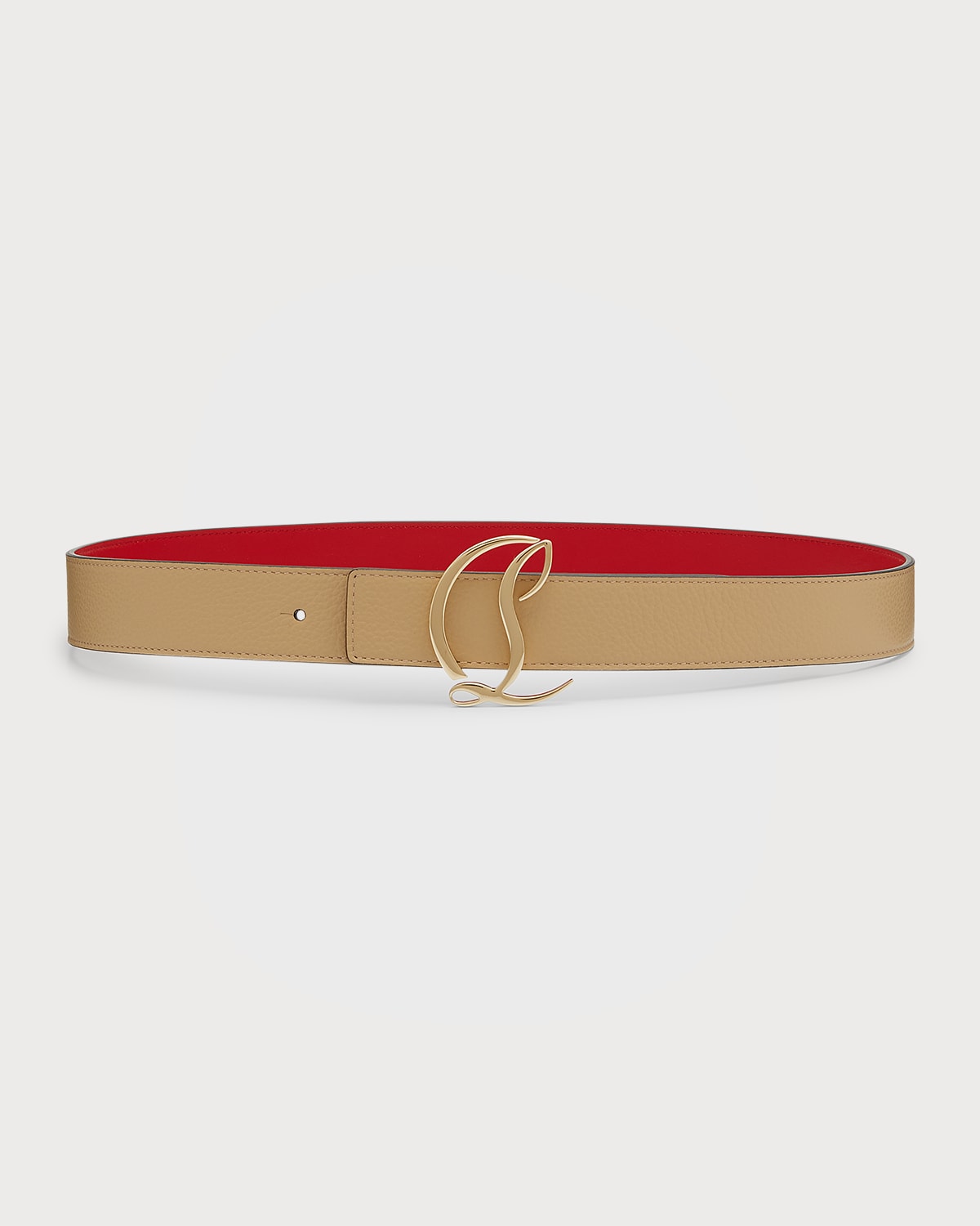 Christian Louboutin Cl Logo Calf Leather Belt In Atlas/gold