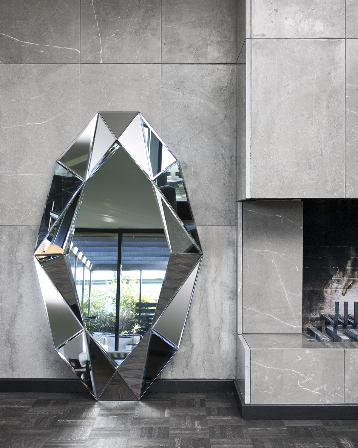 Reflections Copenhagen Xl Silver Diamond Mirror In Asst