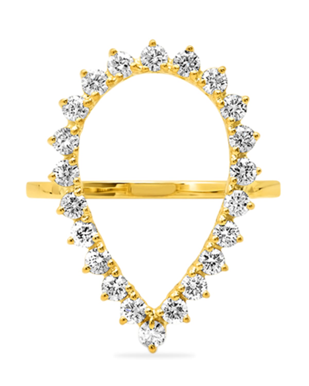 Jennifer Meyer Yellow Gold Diamond Open Teardrop Ring