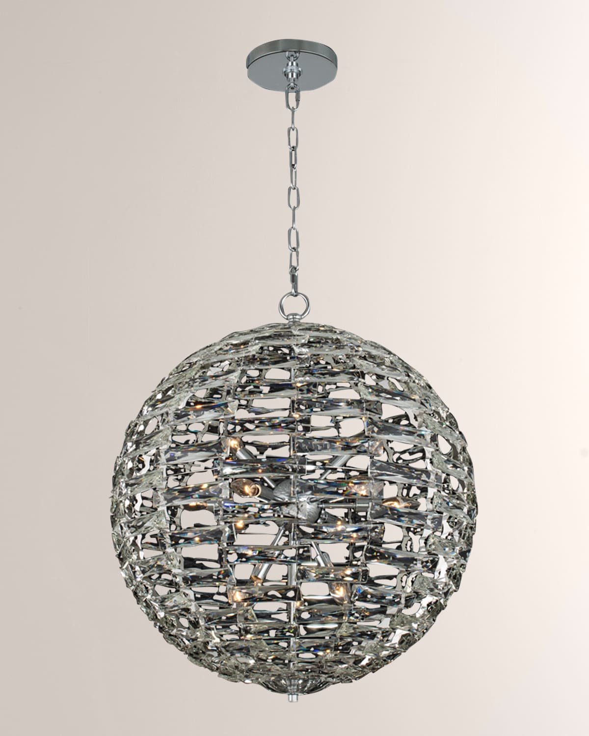 Shop Allegri Crystal By Kalco Lighting 36" Alta Orb Pendant Light In Polished Chrome