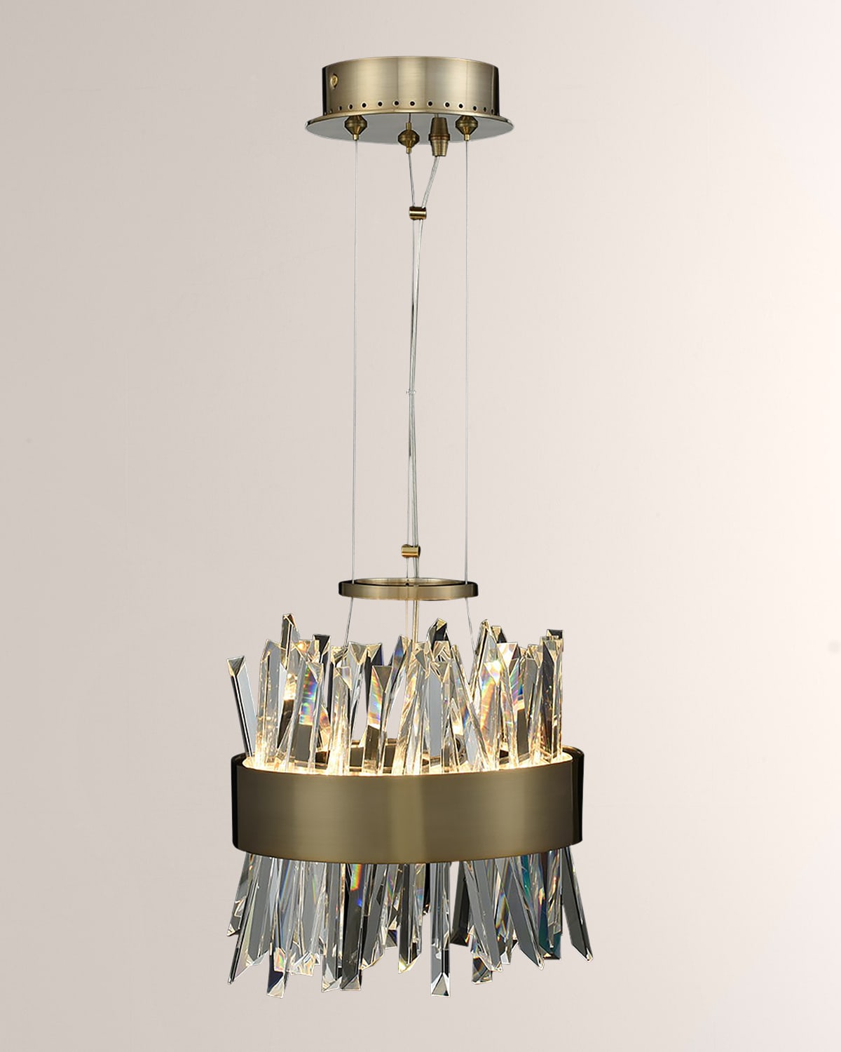 Shop Allegri Crystal By Kalco Lighting Glacier 10" Led Mini Pendant In Brushed Champagne Gold
