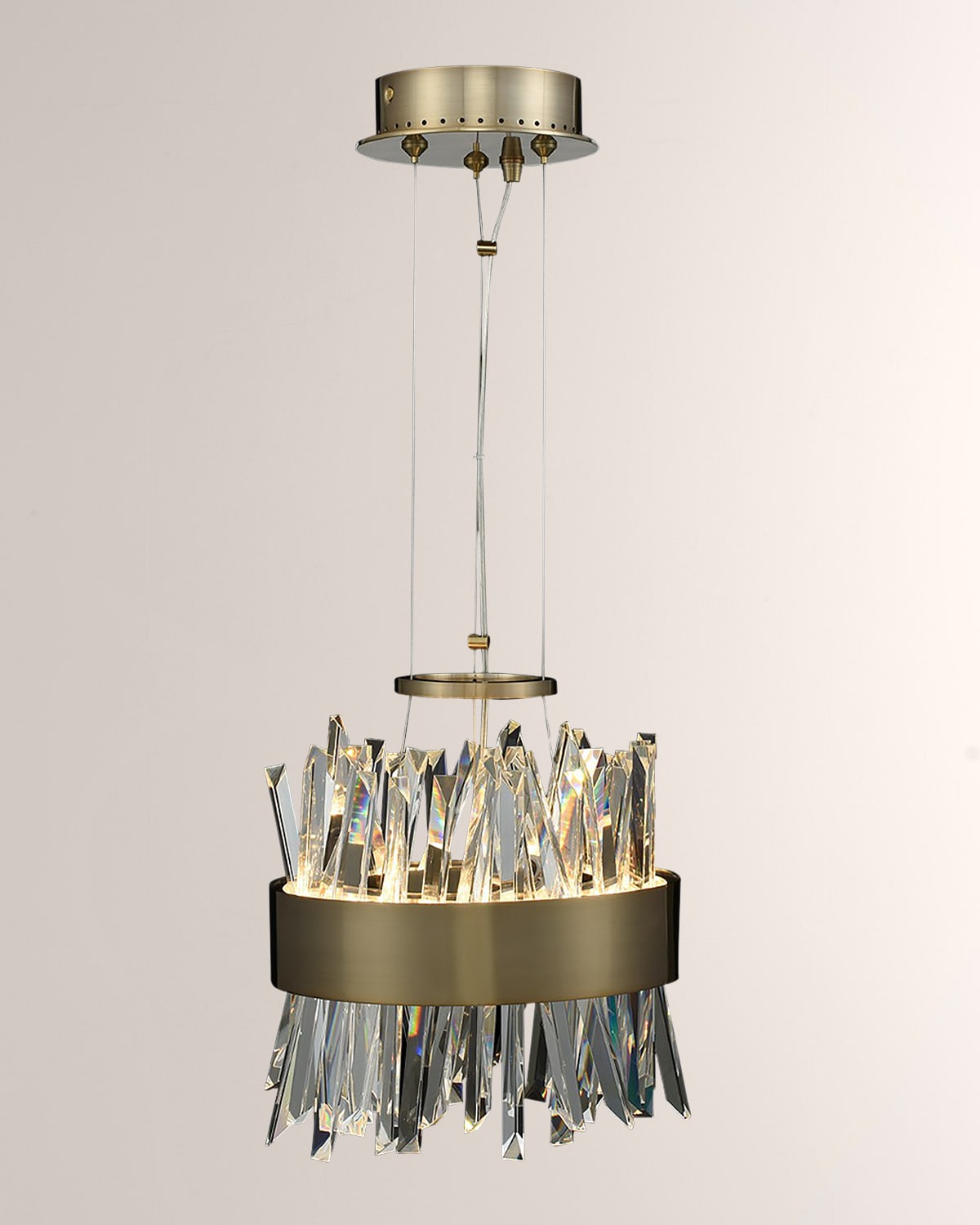 Allegri Crystal By Kalco Lighting Glacier 10" Led Mini Pendant In Brushed Champagne Gold