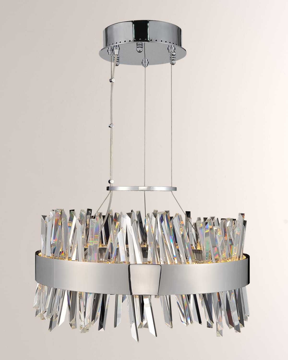 Shop Allegri Crystal By Kalco Lighting Glacier 20" Led Round Pendant In Polished Chrome