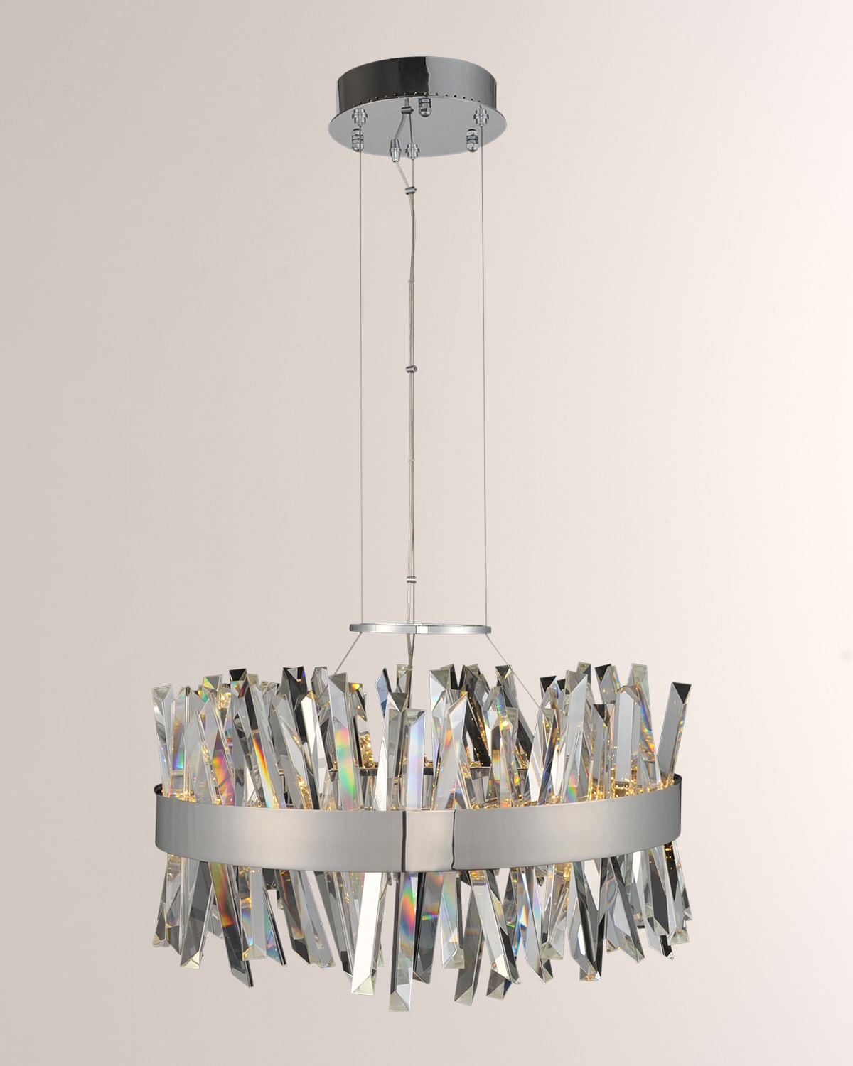 Allegri Crystal By Kalco Lighting Glacier 25" Led Round Chandelier In Polished Chrome