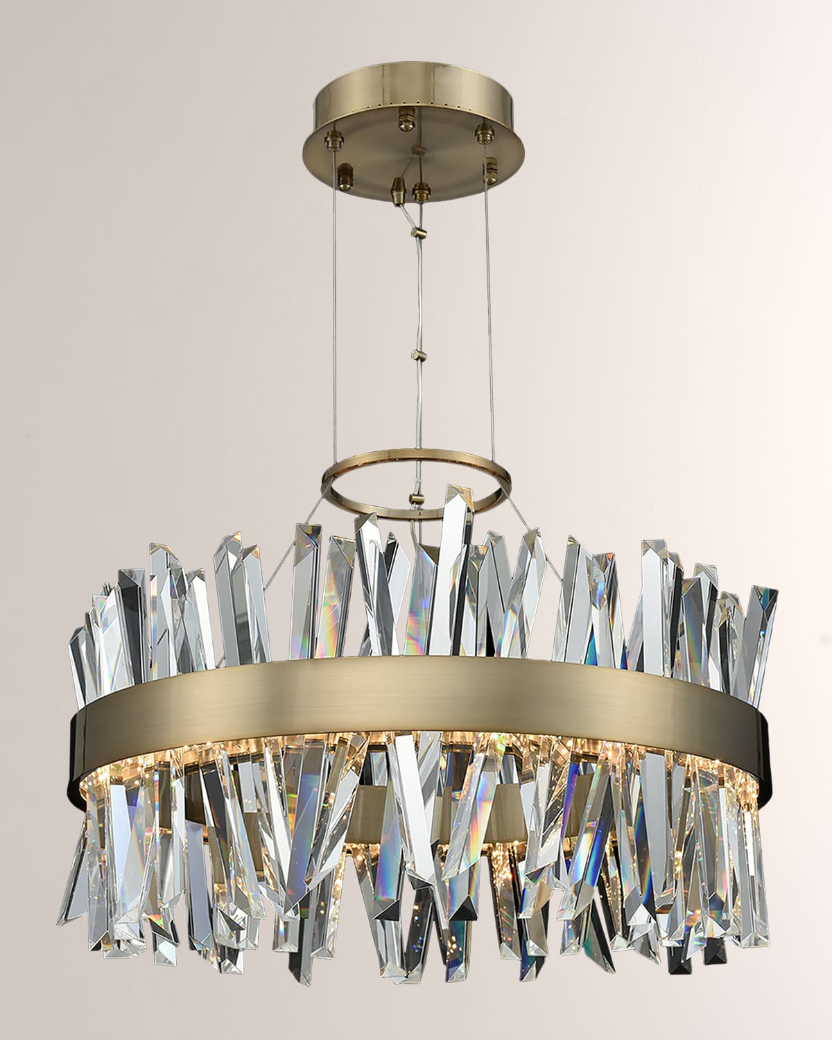 Shop Allegri Crystal By Kalco Lighting Glacier 25" Led Round Pendant Light In Brushed Champagne Gold