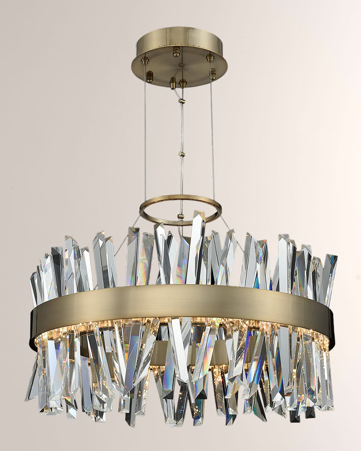 Allegri Crystal By Kalco Lighting Glacier 25" Led Round Chandelier In Brushed Champagne Gold
