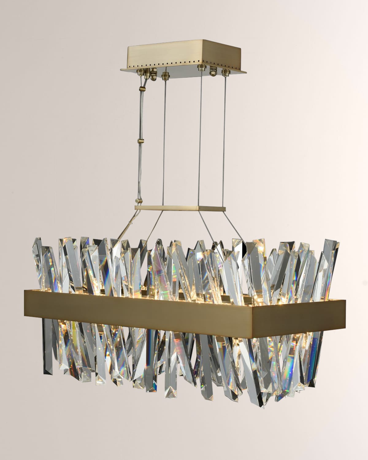 Allegri Crystal By Kalco Lighting Glacier 26" Led Rectangular Island Light In Brushed Champagne Gold