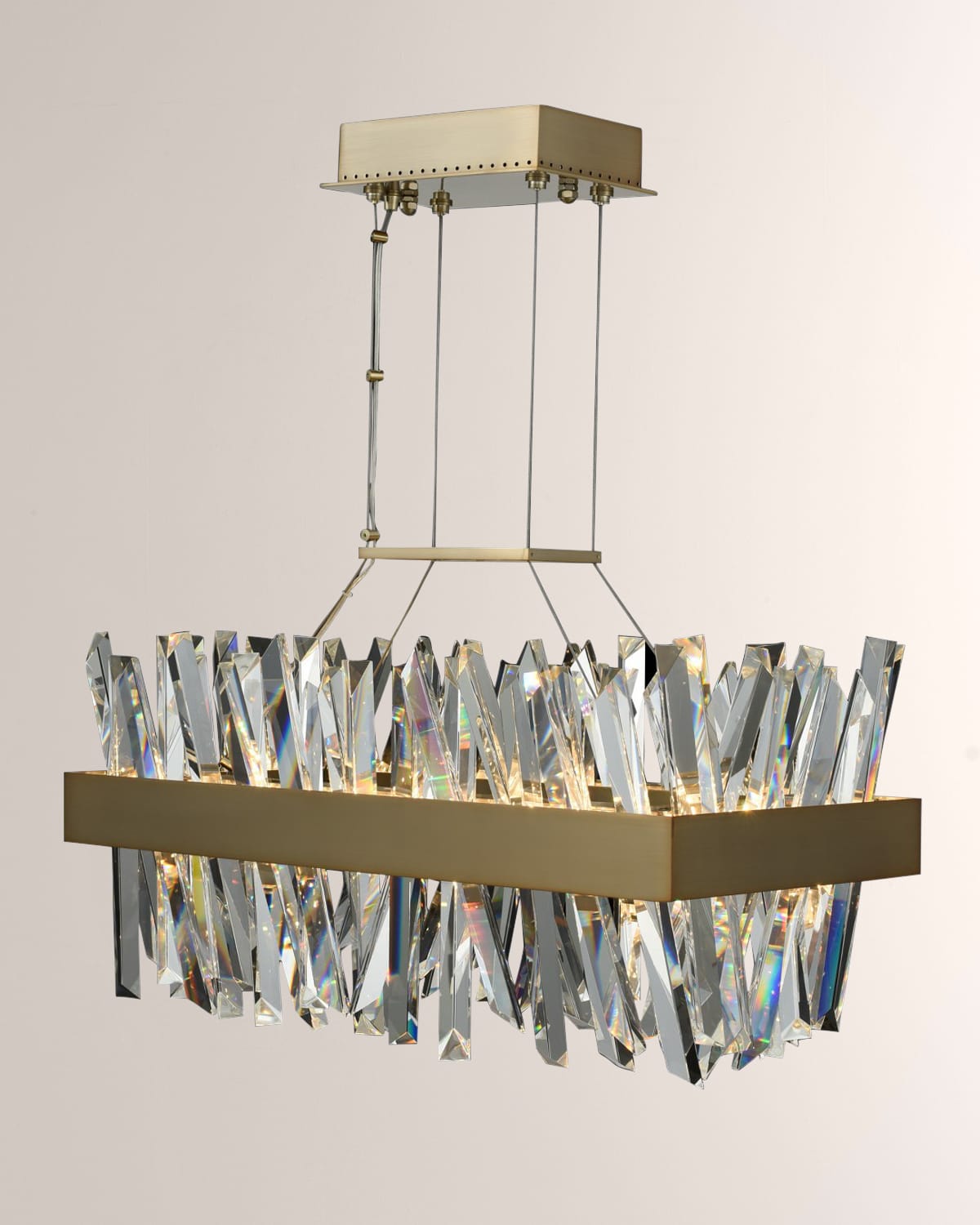 Shop Allegri Crystal By Kalco Lighting Glacier 26" Led Rectangular Island Light In Brushed Champagne Gold