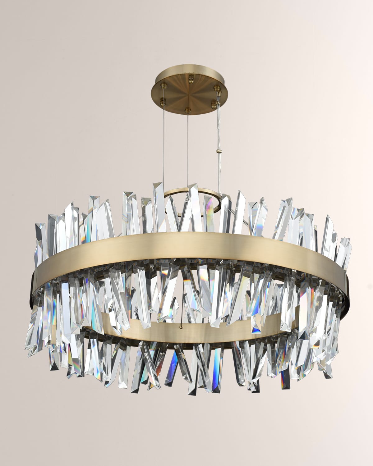 Shop Allegri Crystal By Kalco Lighting Glacier 32" Round Led Pendant Light In Brushed Champagne Gold