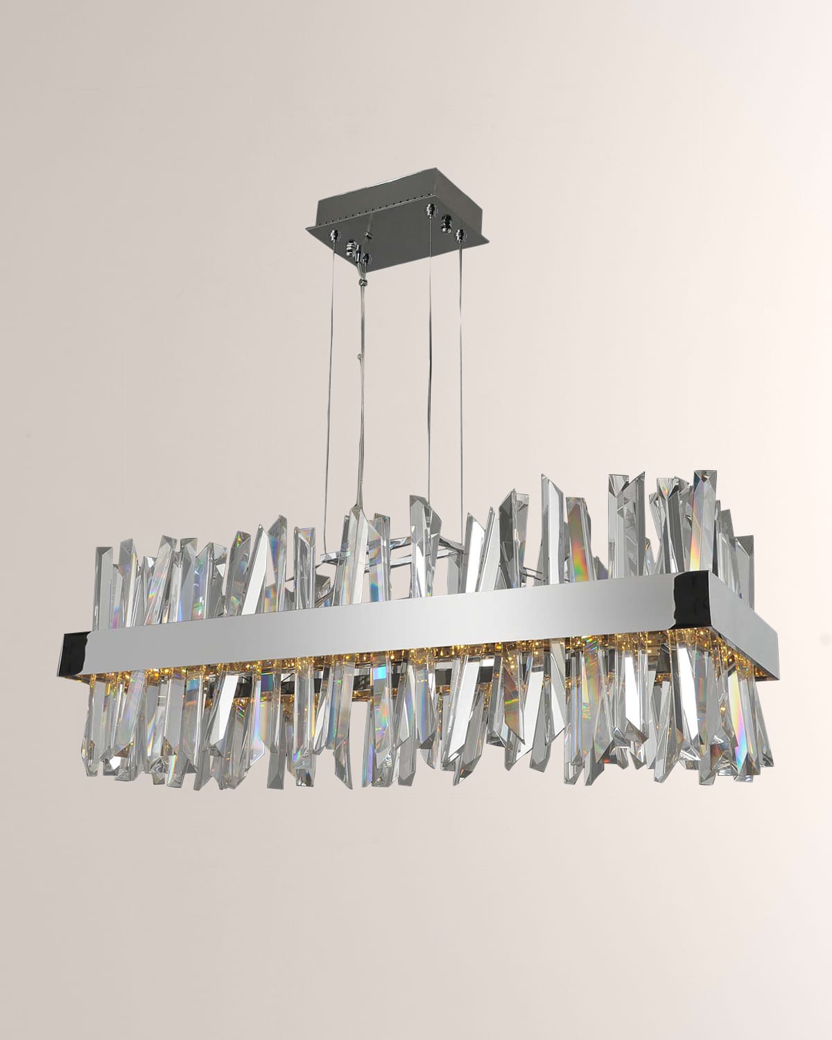 Allegri Crystal By Kalco Lighting Glacier 36" Led Rectangular Island In Polished Chrome