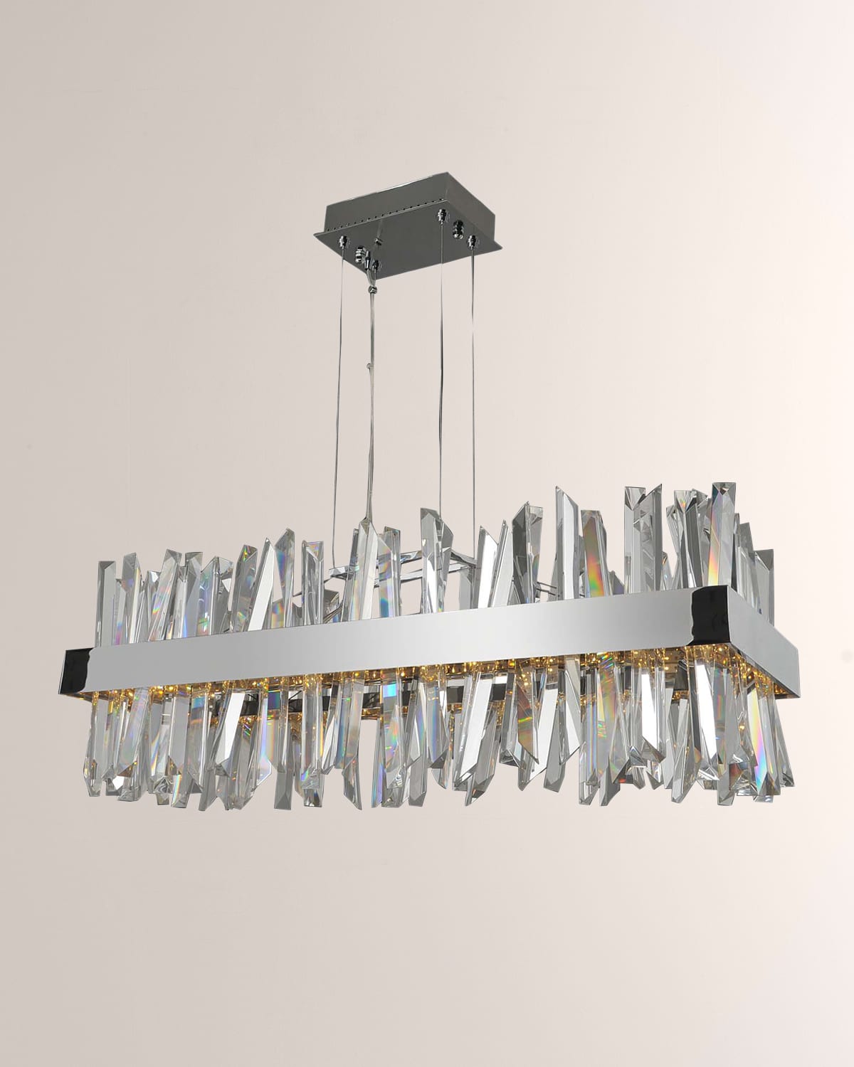 Shop Allegri Crystal By Kalco Lighting Glacier 36" Led Rectangular Island In Polished Chrome