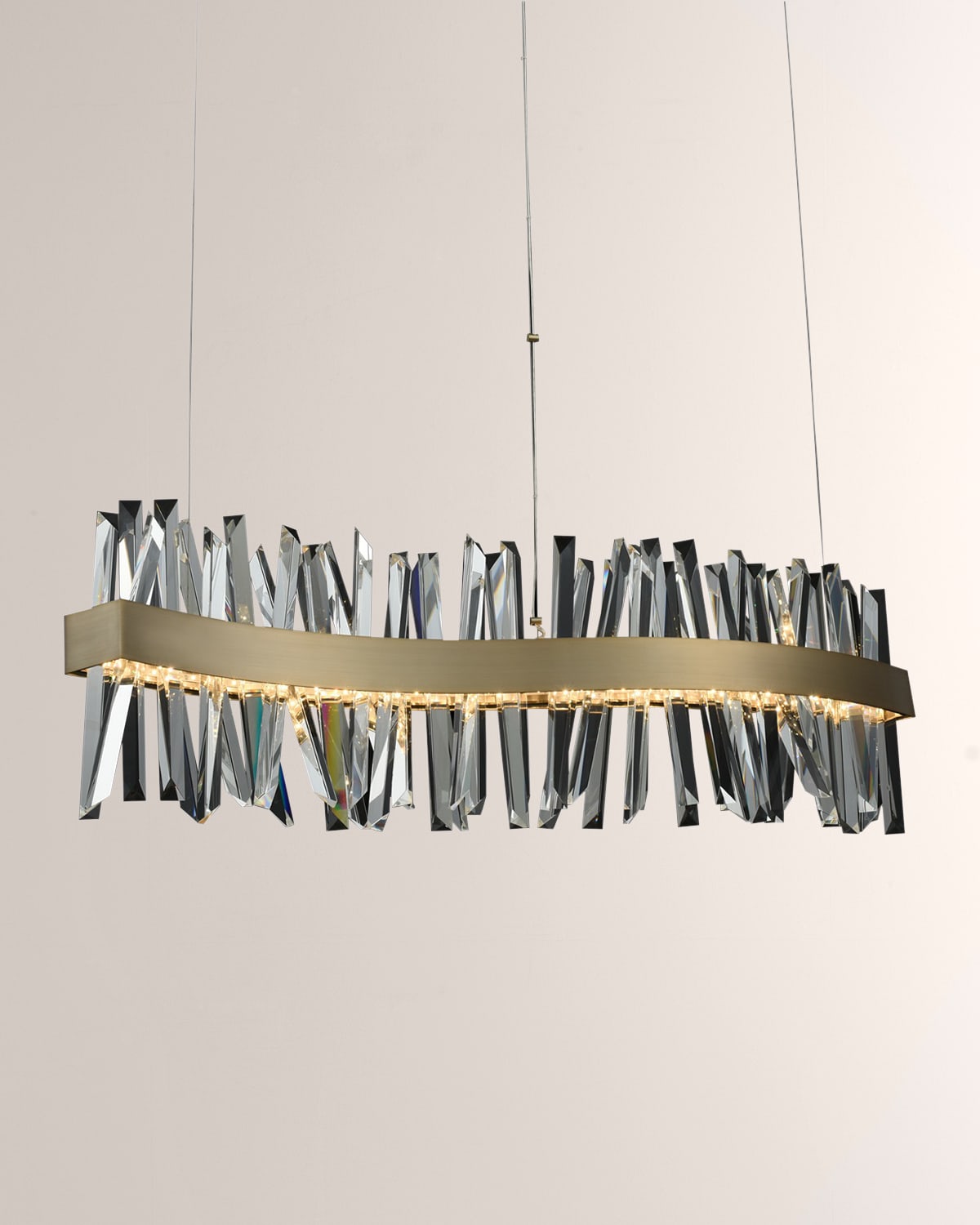 Allegri Crystal By Kalco Lighting Glacier 42" Led Wave Island Light In Brushed Champagne Gold