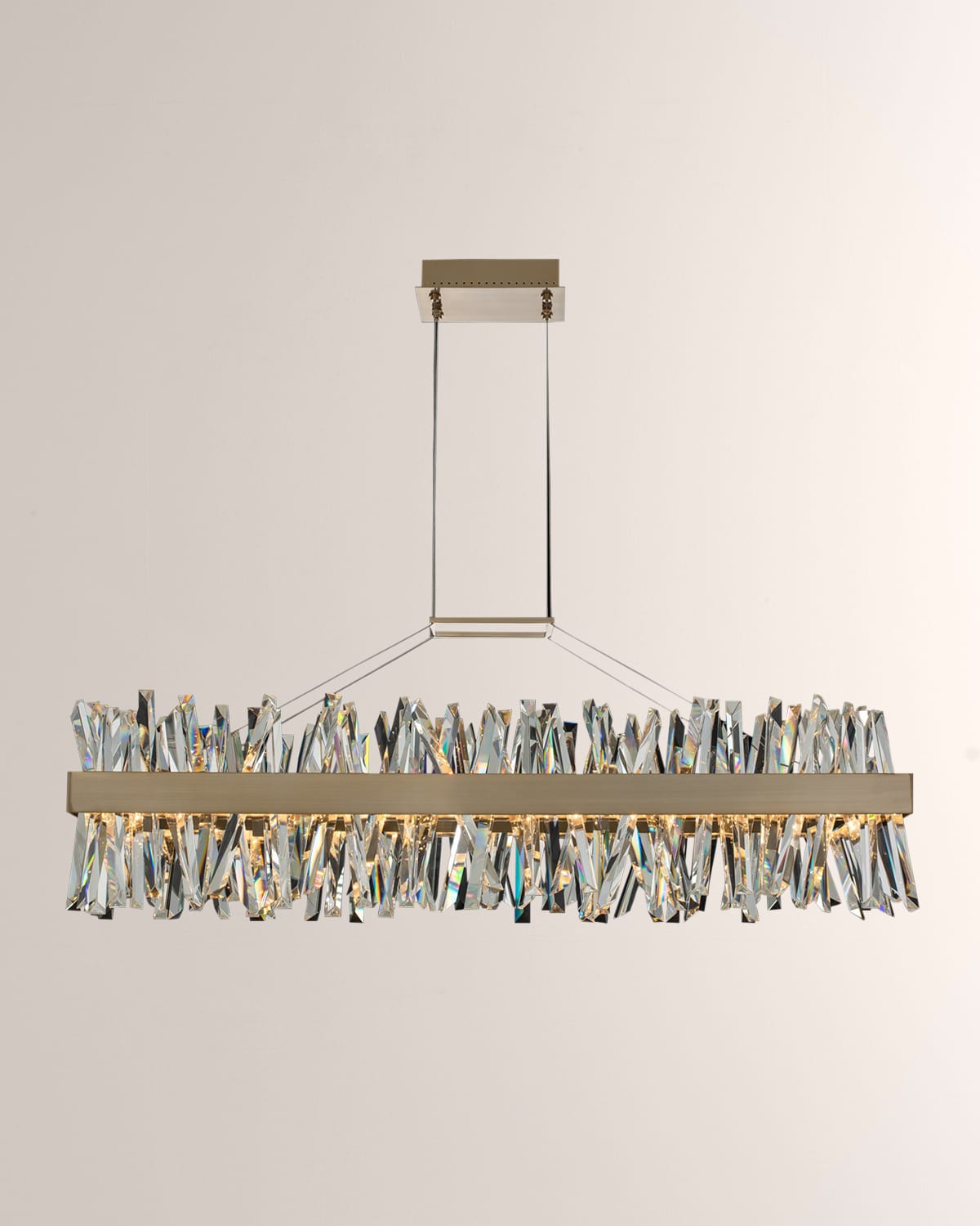 Shop Allegri Crystal By Kalco Lighting Glacier 48" Led Island Light In Brushed Champagne Gold