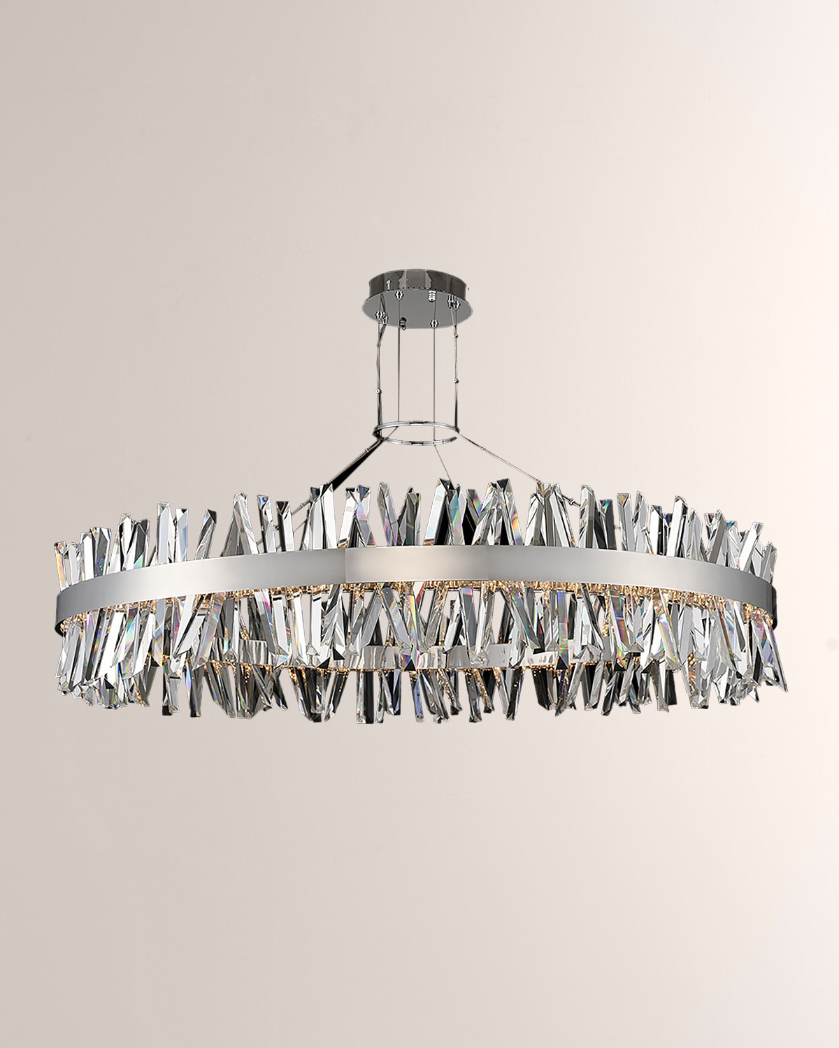 Shop Allegri Crystal By Kalco Lighting Glacier 60" Led Round Pendant In Polished Chrome