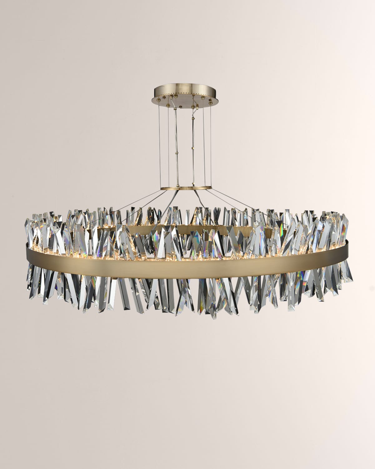 Shop Allegri Crystal By Kalco Lighting Glacier 60" Led Round Pendant In Brushed Champagne Gold