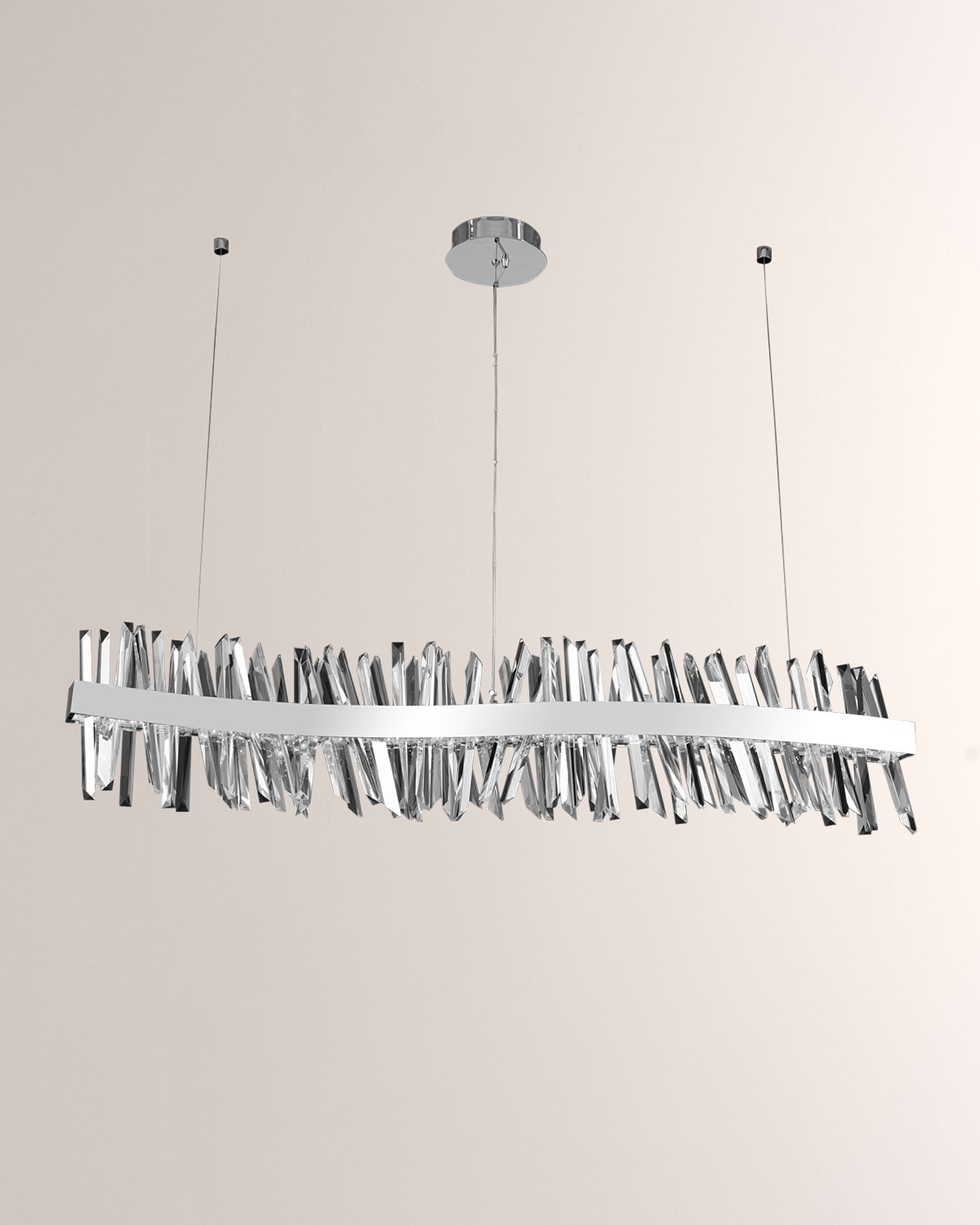 Shop Allegri Crystal By Kalco Lighting Glacier 60" Led Wave Island In Polished Chrome