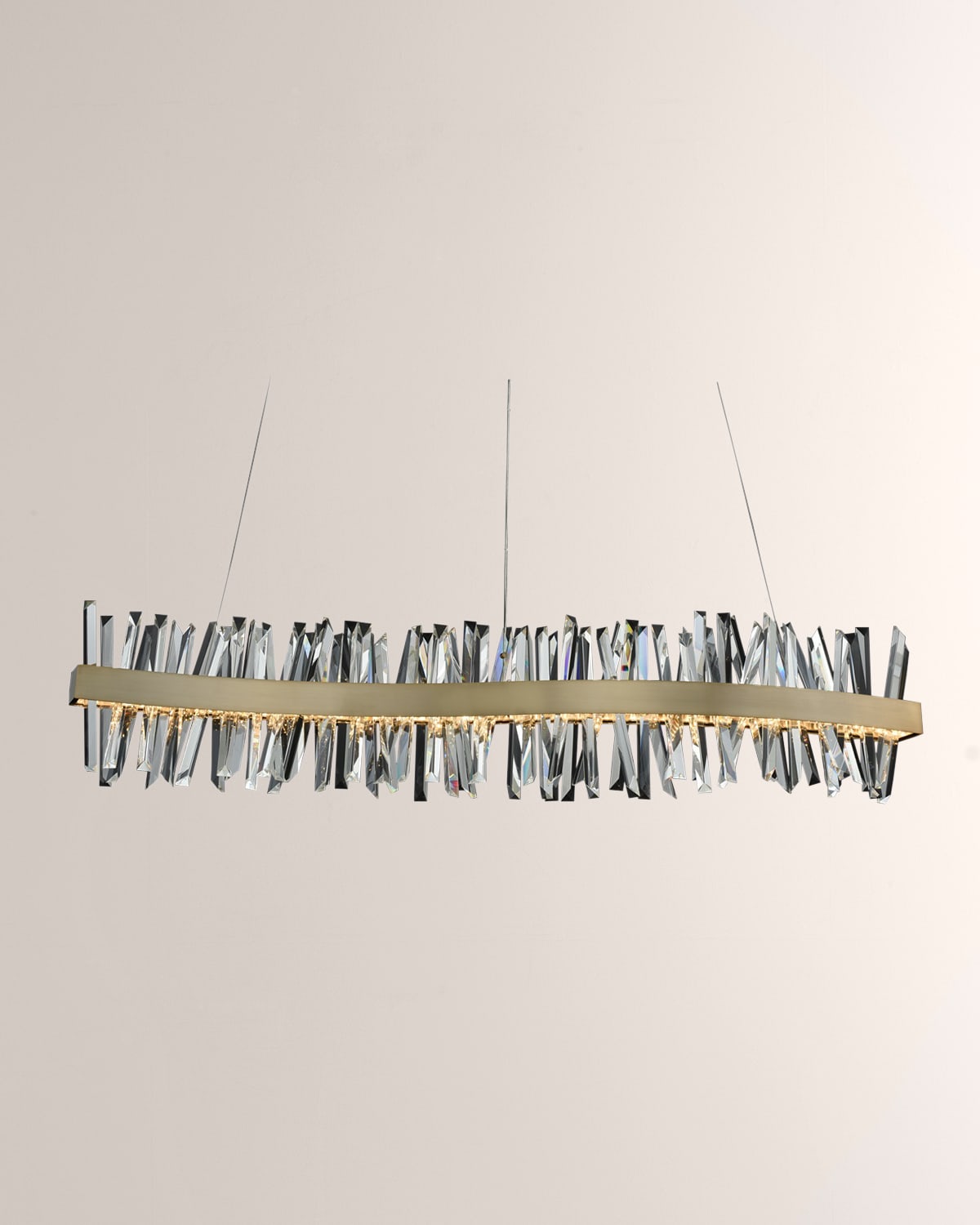 Allegri Crystal By Kalco Lighting Glacier 60" Led Wave Island In Brushed Champagne Gold