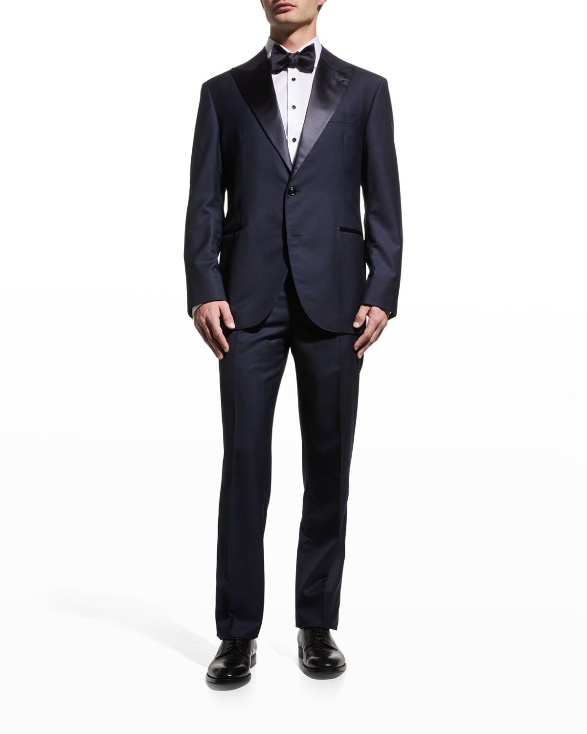 Shop Brunello Cucinelli Men's Solid Peak-lapel Tuxedo In Navy