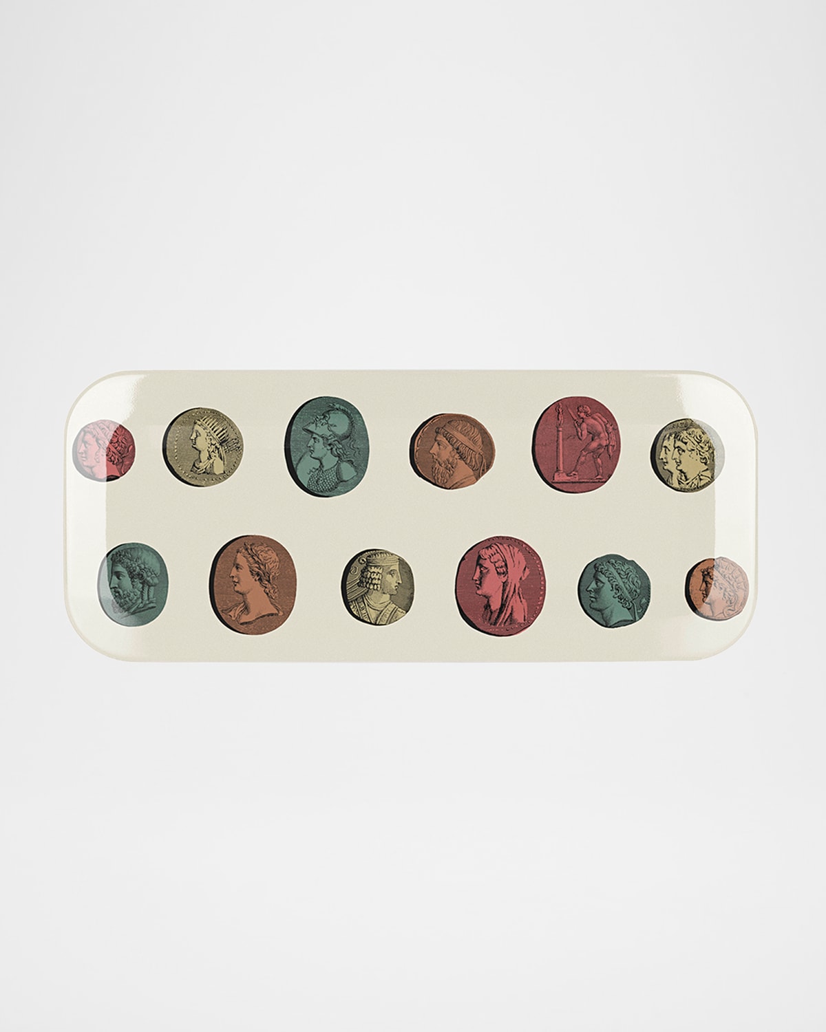Fornasetti Cammel Tray - 25x60 Cm In White Multi