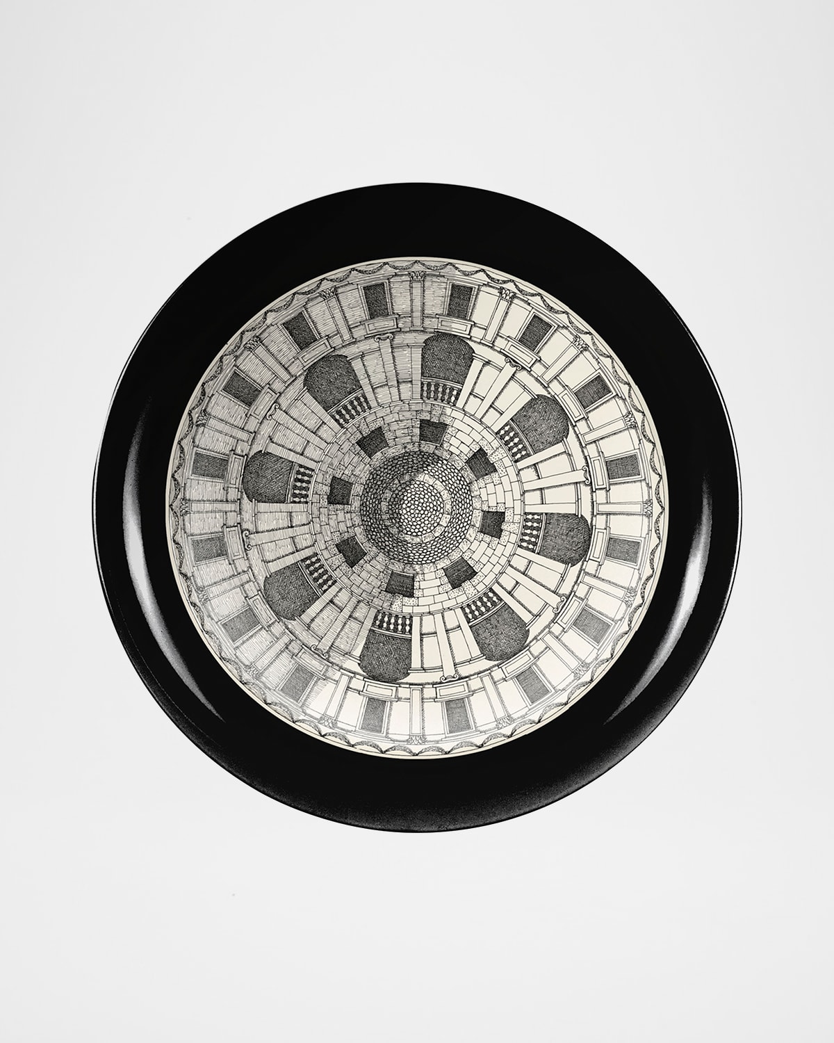 Fornasetti 40cm Tray - Cortile N.1 On Black In Black/white