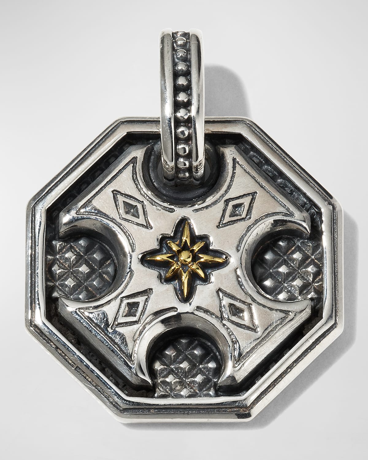 KONSTANTINO MEN'S AXEL STERLING SILVER & BRONZE OCTAGONAL PENDANT