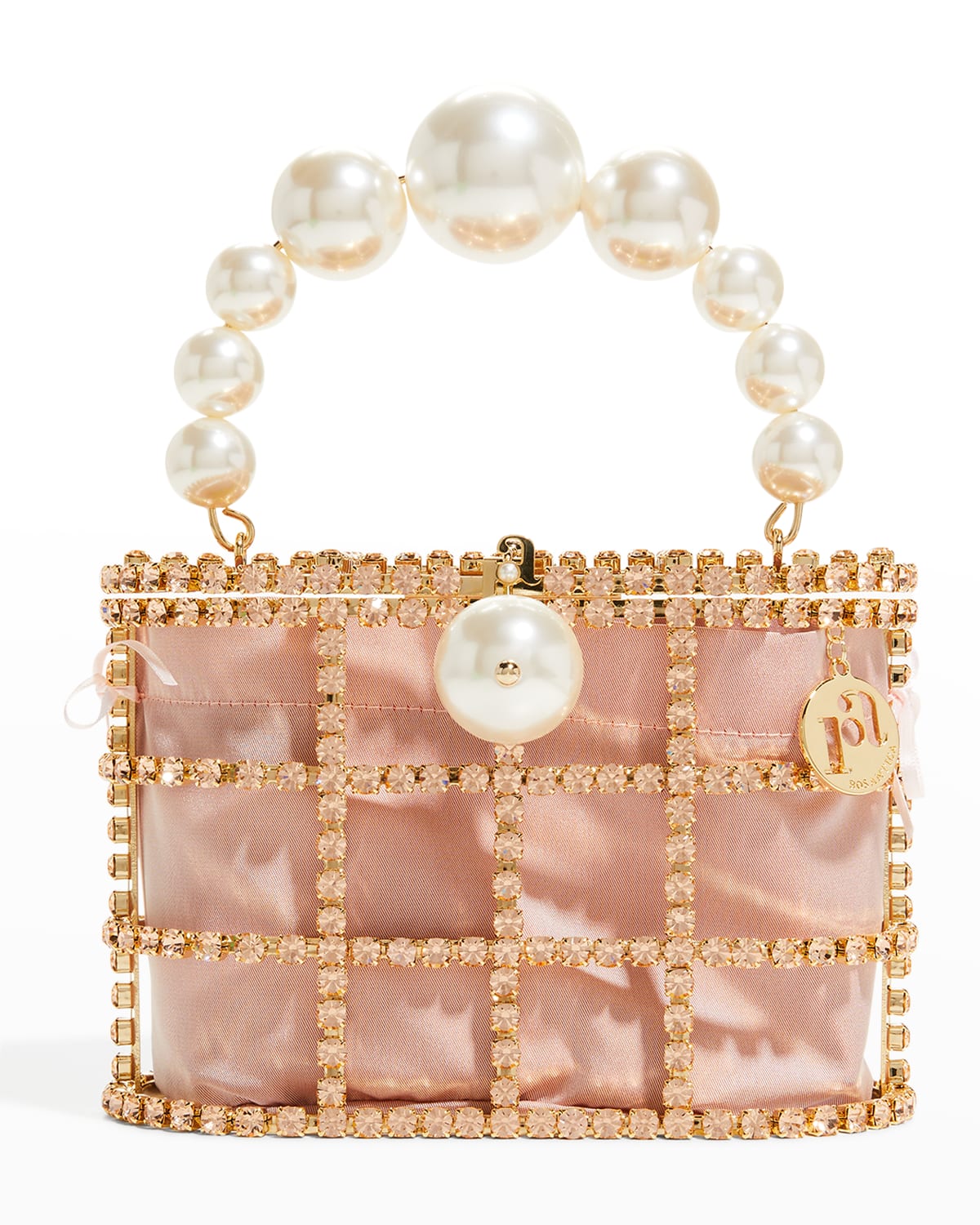 Womens Bags Top-handle bags Rosantica Satin Pink Holli Favilla Crystal-embellished Bag 