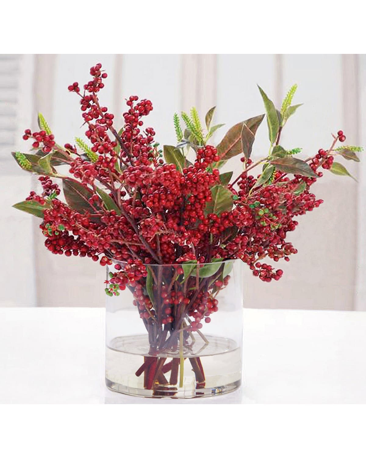 Shop Winward Home Christmas Berry And Leaf In Vase In Red