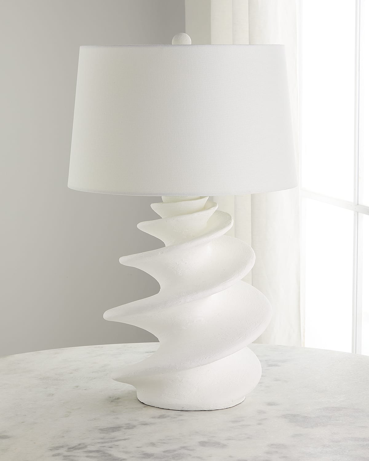 Old World Design Durham White Gesso Shell Lamp In White
